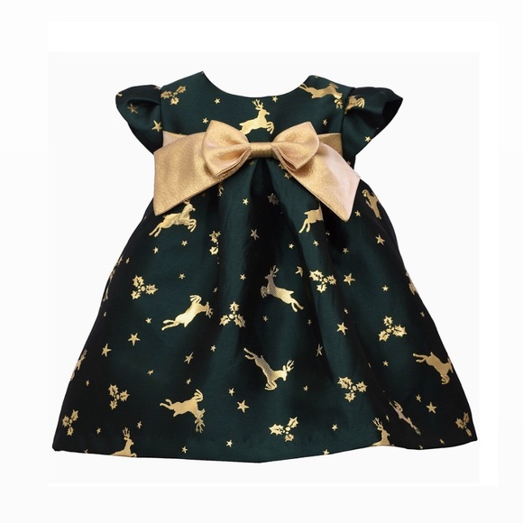 Bonnie Jean 2-Piece Reindeer Trapeze Fit & Flare Dress & Panty Size 18M NWT - Picture 2 of 6